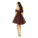 }bN_K fB[X s[X gbvX Women's Brocade Off The Shoulder Mini Dress Ruby
