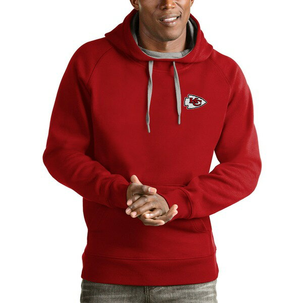 アンティグア メンズ パーカー・スウェットシャツ アウター Kansas City Chiefs Antigua Logo Victory Pullover Hoodie Red