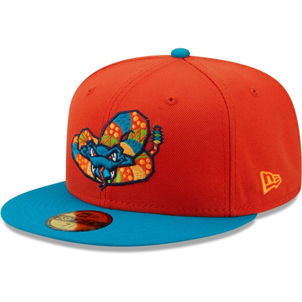 j[G Y Xq ANZT[ Cascabeles de Wisconsin New Era Copa De La Diversion 59FIFTY Fitted Hat Orange/Teal