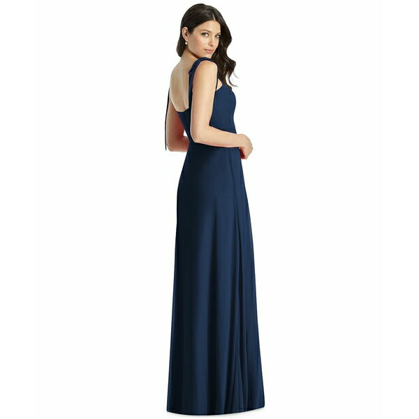 ドレッシーコレクション レディース ワンピース トップス Plus Size Tie-Shoulder Chiffon Maxi Dress with Front Slit Midnight navy