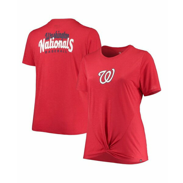 ニューエラ レディース Tシャツ トップス Women's Red Washington Nationals Plus Size 2-Hit Front Knot T-shirt Red