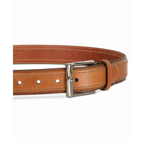 トミー ヒルフィガー メンズ ベルト アクセサリー Mens Stitched Classic Dress Casual Belt Cognac