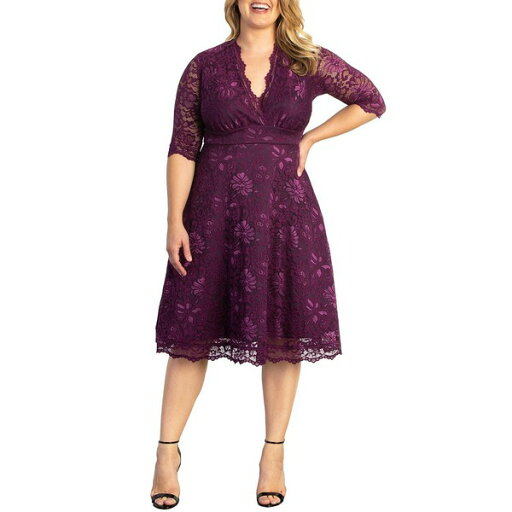 キヨナ レディース ワンピース トップス Plus Size Mademoiselle Lace Cocktail Dress with Sleeves Berry bliss キヨナ レディース ワンピース トップス Plus Size Mademoiselle Lace Cocktail Dress with Sleeves Berry bliss