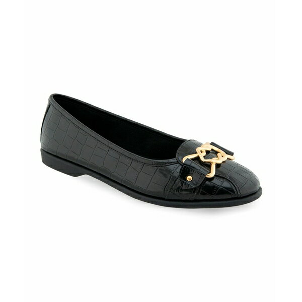 륺 ǥ  塼 Women's Bia Casual Flats Black Crocodile Faux ...