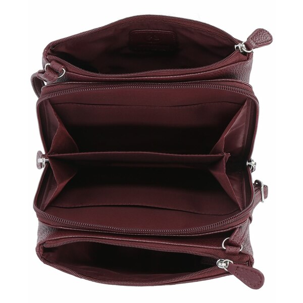 ジャニ ベルニーニ レディース ショルダーバッグ バッグ Triple-Zip Pebble Leather Dasher Crossbody, Created for Macy's Wine/Silver