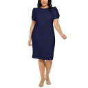 カルバンクライン レディース ワンピース トップス Plus Size Puff-Sleeve Sheath Dress Indigo