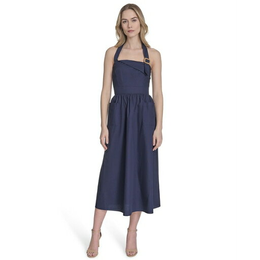 ヴィンスカムート レディース ワンピース トップス Women's Cotton Buckle Halter-Neck Midi Dress Navy ヴィンスカムート レディース ワンピース トップス Women's Cotton Buckle Halter-Neck Midi Dress Navy