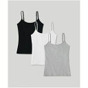 パクト レディース カットソー トップス Women's Organic Cotton Everyday Shelf Bra Camisole 3-Pack Heather basics(4)