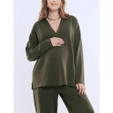 マザーフッドマタニティ レディース パーカー・スウェットシャツ アウター Maternity V-Neck Pullover Scuba Hoodie - Mo...
