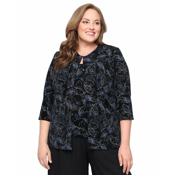アレックスイブニングス レディース カットソー トップス Plus Size 2-Pc. 3/4-Sleeve Jacket & Top Se..