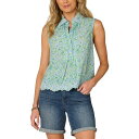 デモクラシー レディース カットソー トップス Women's Floral-Print Embroidered Top Chambray B