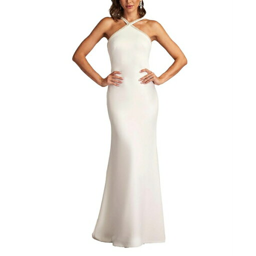 タダシショージ レディース ワンピース トップス Women's Sicily Pearl Trim Halter Gown Ivory タダシショージ レディース ワンピース トップス Women's Sicily Pearl Trim Halter Gown Ivory