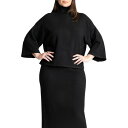 エロクイ レディース カットソー トップス Women's Boxy Three Quarter Sleeve Turtleneck Black onyx|詳細画像