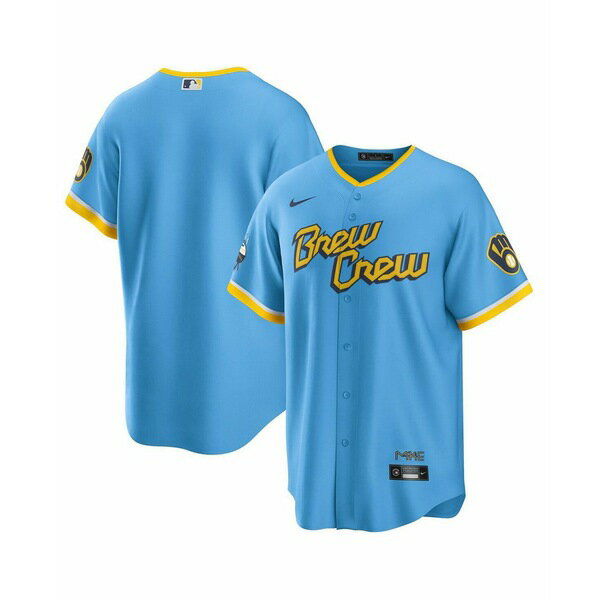 ナイキ メンズ シャツ トップス Men's Powder Blue Milwaukee Brewers City Connect Replica Team Jersey Powder Blue