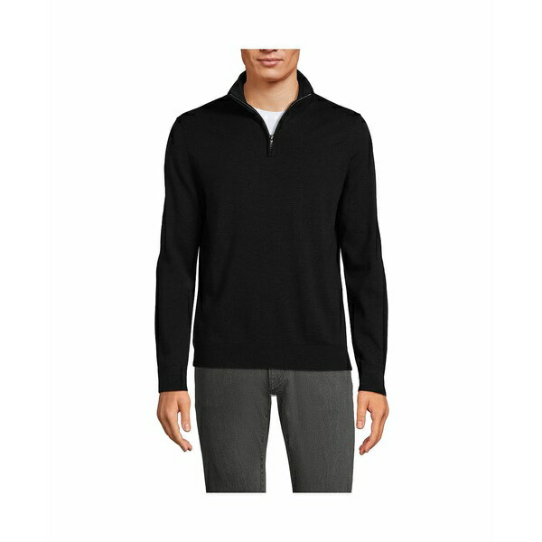 ランズエンド メンズ ニット&セーター アウター Men's Long Sleeve Fine Gauge Cotton Quarter Zip Swe..