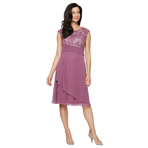 アレックスイブニングス レディース ワンピース トップス Petite Stretch Tulle A-Line Dress Dark Mauve アレックスイブニングス レディース ワンピース トップス Petite Stretch Tulle A-Line Dress Dark Mauve