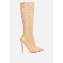 ロンンドンラグ レディース ブーツ シューズ Tinkles Embossed High Heeled Calf Boots Beige