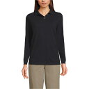 ランズエンド レディース カットソー トップス Women's School Uniform Long Sleeve Mesh Polo Shirt Black