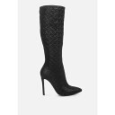 ロンンドンラグ レディース ブーツ シューズ Tinkles Embossed High Heeled Calf Boots Black