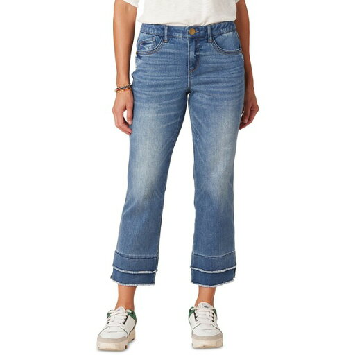 デモクラシー レディース デニムパンツ ボトムス Petite Triple-Seam Cuff Kick-Flare Denim Jeans Mid Blue デモクラシー レディース デニムパンツ ボトムス Petite Triple-Seam Cuff Kick-Flare Denim Jeans Mid Blue