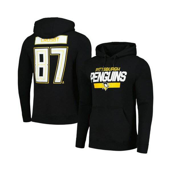 レベルウェア メンズ パーカー・スウェットシャツ アウター Men's Sidney Crosby Black Pittsburgh Penguins Podium Name Number Pullover Hoodie Black