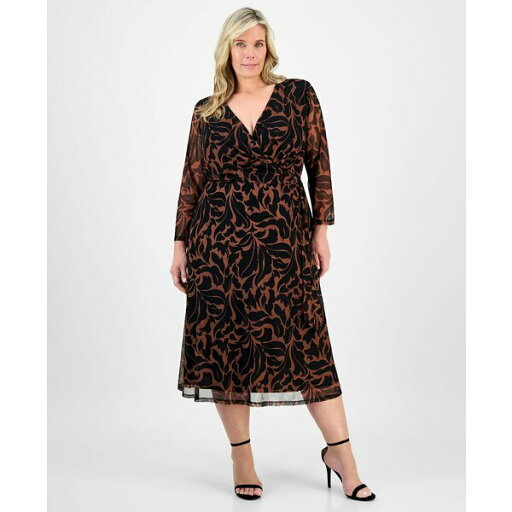 コネクテッド レディース ワンピース トップス Plus Size Printed Surplice Side-Tie Dress Spice コネクテッド レディース ワンピース トップス Plus Size Printed Surplice Side-Tie Dress Spice