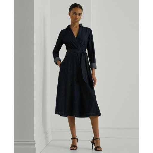 ラルフローレン レディース ワンピース トップス Women's Self-Belt Long-Sleeve Surplice Georgette Midi Dress Dark Rinse Wash ラルフローレン レディース ワンピース トップス Women's Self-Belt Long-Sleeve Surplice Georgette Midi Dress Dark Rinse Wash