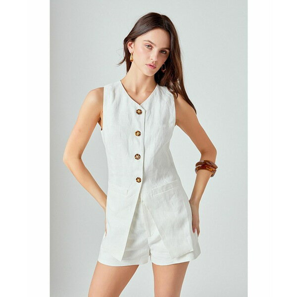イングリッシュファクトリー レディース ジャケット＆ブルゾン アウター Women's LINEN VEST White
