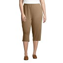 ランズエンド レディース カジュアルパンツ ボトムス Plus Size Sport Knit High Rise Elastic Waist Capri Pants Rich camel