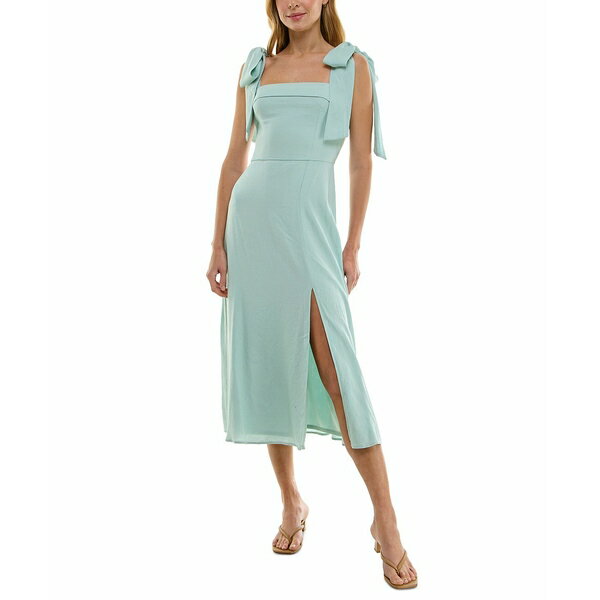 トリッキ レディース ワンピース トップス Juniors' Tie-Shoulder Midi Dress Harborgray