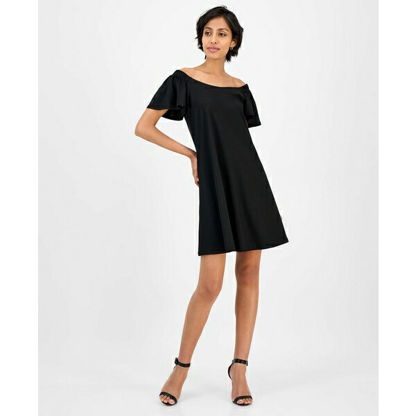 ロビービー レディース ワンピース トップス Women's Off-The-Shoulder Swing Dress Black