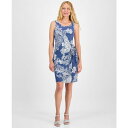 ロビービー レディース ワンピース トップス Women's Printed Sarong Sleeveless Sheath Dress Denim/ivory