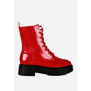ロンンドンラグ レディース ブーツ シューズ molsh faux leather ankle biker boots Red