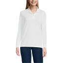 ランズエンド レディース カットソー トップス Women's School Uniform Long Sleeve Mesh Polo Shirt White