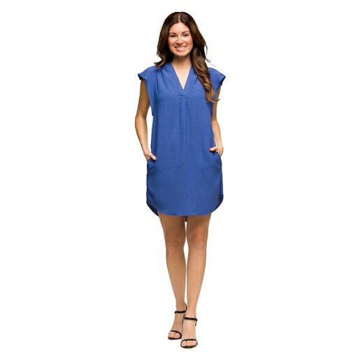 24セブンコンフォート レディース ワンピース トップス Women's V Neck Cap Sleeve Knee Length Pocket Dress Blue 24セブンコンフォート レディース ワンピース トップス Women's V Neck Cap Sleeve Knee Length Pocket Dress Blue
