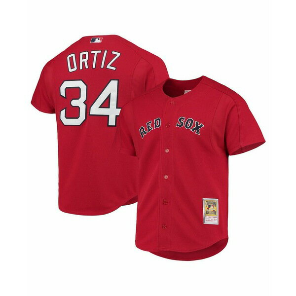 ミッチェル&ネス メンズ シャツ トップス Men's David Ortiz Red Boston Red Sox Cooperstown Collection Mesh Batting Practice Jersey Red