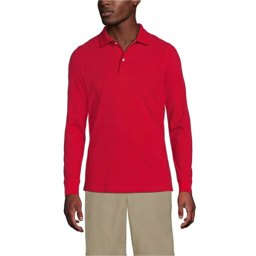 ランズエンド メンズ シャツ トップス Men's School Uniform Long Sleeve Mesh Polo Shirt Red ランズエンド メンズ シャツ トップス Men's School Uniform Long Sleeve Mesh Polo Shirt Red