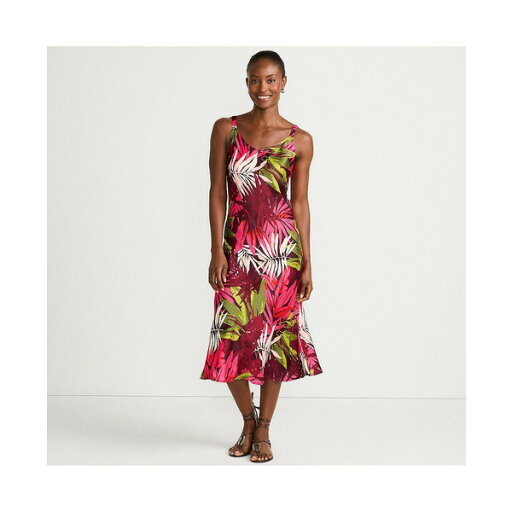 ランズエンド レディース ワンピース トップス Women's Satin Slip Dress Rich burgundy tropical palm ランズエンド レディース ワンピース トップス Women's Satin Slip Dress Rich burgundy tropical palm