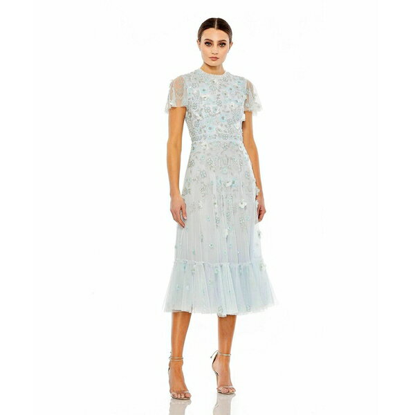 マックダガル レディース ワンピース トップス Women's Embellished High Neck Cap Sleeve A Line Dres..