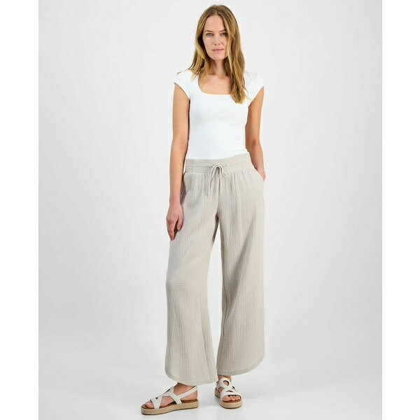 ジェイエムコレクション レディース カジュアルパンツ ボトムス Women's Cotton Tulip-Hem Gauze Pants, Exclusively at Macy's Stone Wall