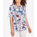 ルビーロード レディース カットソー トップス Petite Riviera Floral Stripe Print Knit Top Red multi