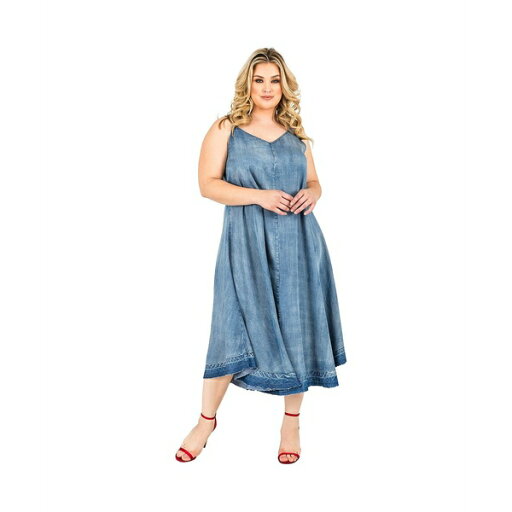 スタンダーズアンドプラクティス レディース ワンピース トップス Plus Size Women's Denim Tencel Raw Hem Midi Slip Dress Light blue スタンダーズアンドプラクティス レディース ワンピース トップス Plus Size Women's Denim Tencel Raw Hem Midi Slip Dress Light blue