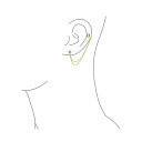 ブリング レディース ピアス＆イヤリング アクセサリー Geometric Cartilage Plain Band With Chain Ear Warp Cuff CZ Stud Ear Lobe Earring For Women Men Yellow Gold Plated.925 Sterling Silver Gold-tone