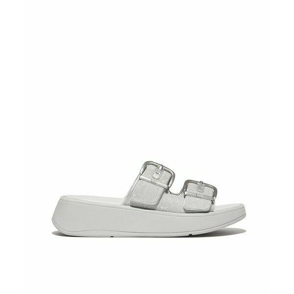 フィットフロップ レディース サンダル シューズ Women 039 s F-Mode Buckle Shimmer lux Flatform Two-Bar Slides Silver