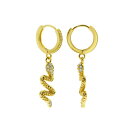AhjA fB[X sAXCO ANZT[ 14K Gold-Plated Snake Dangle Huggie Hoop Earrings Gold
