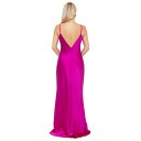 GXP[v fB[X s[X gbvX Women's Flower-Trim Sleeveless Satin Gown Magenta