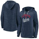 ファナティクス レディース パーカー・スウェットシャツ アウター Cleveland Indians Fanatics Branded Women's Faded Script Raglan Pullover Hoodie Navy