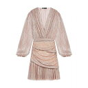 マージュ レディース ワンピース トップス Pleated Lam V-neck Minidress pink