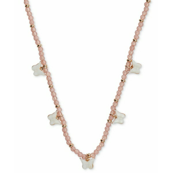 bL[uh fB[X lbNXE`[J[Ey_ggbv ANZT[ Gold-Tone Mother-of-Pearl Butterfly Charm Beaded Statement Necklace, 15-3/4