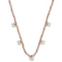 ラッキーブランド メンズ ネックレス・チョーカー アクセサリー Gold-Tone Mother-of-Pearl Butterfly Charm Beaded Statement Necklace, 15-3/4